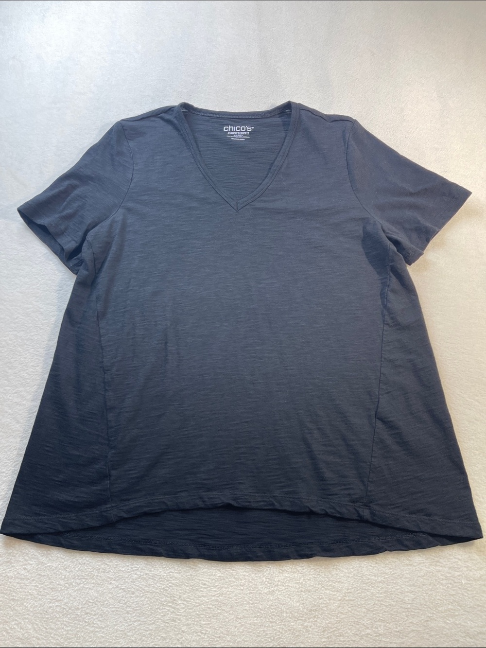 Chico's Short Sleeve V-Neck Tee in BLACK WOMENS SIZE L PULLOVER